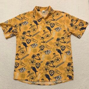Margaritaville Nashville Predators Aloha Shirt Mens M Tropical Beach NHL Gold
